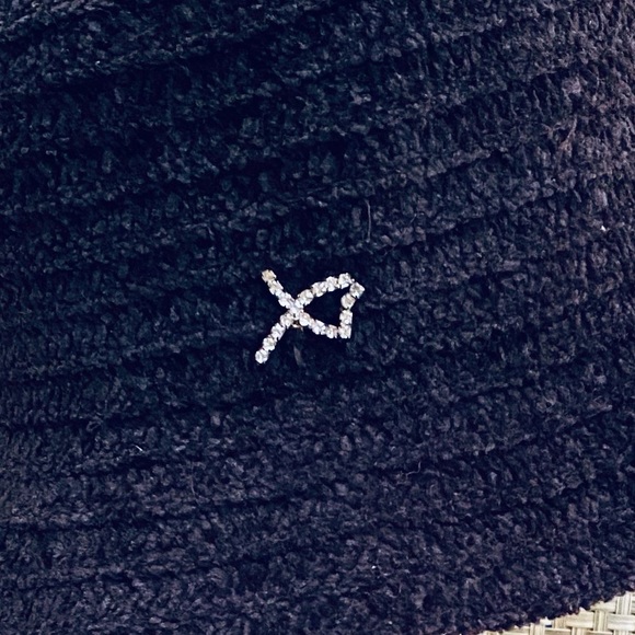 Slate Gray Black Chenille Bling Bucket Hat by Betmar - Picture 2 of 11